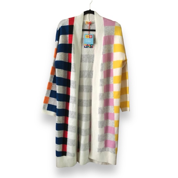 Lego X Target Color Block Stripe Long Cardigan Wool Blend NWT Size Medium - Picture 2 of 7